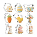 Easter Cookie Cutters, 9 Pieces Chick Carrot Egg Bunny Butterfly Rabbite Cross Flowers Shapes Metal Stainless Steel Biscuit Cutters Holiday Themed Baking Kit