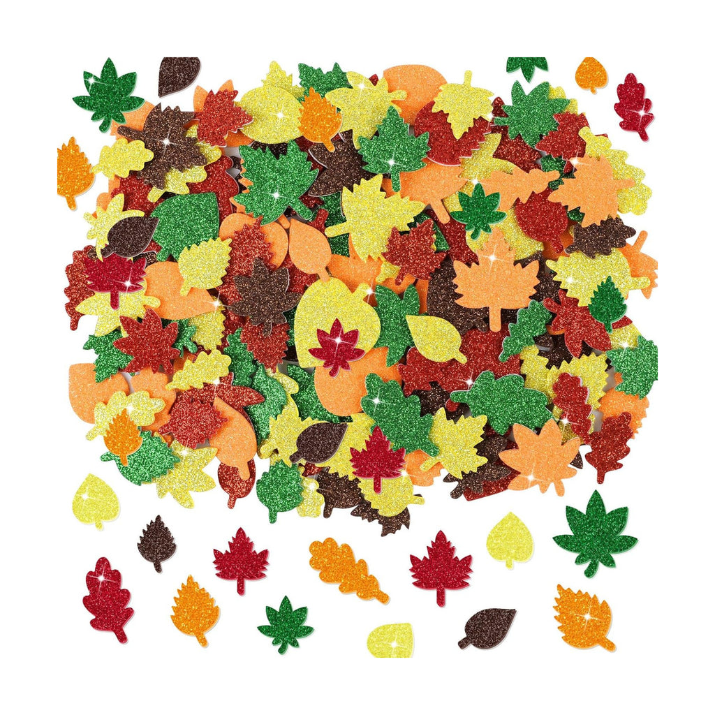 365Pcs Foam Stickers Glitter 3D Fall Leaf Foam Shape Stickers,Fall Leaf