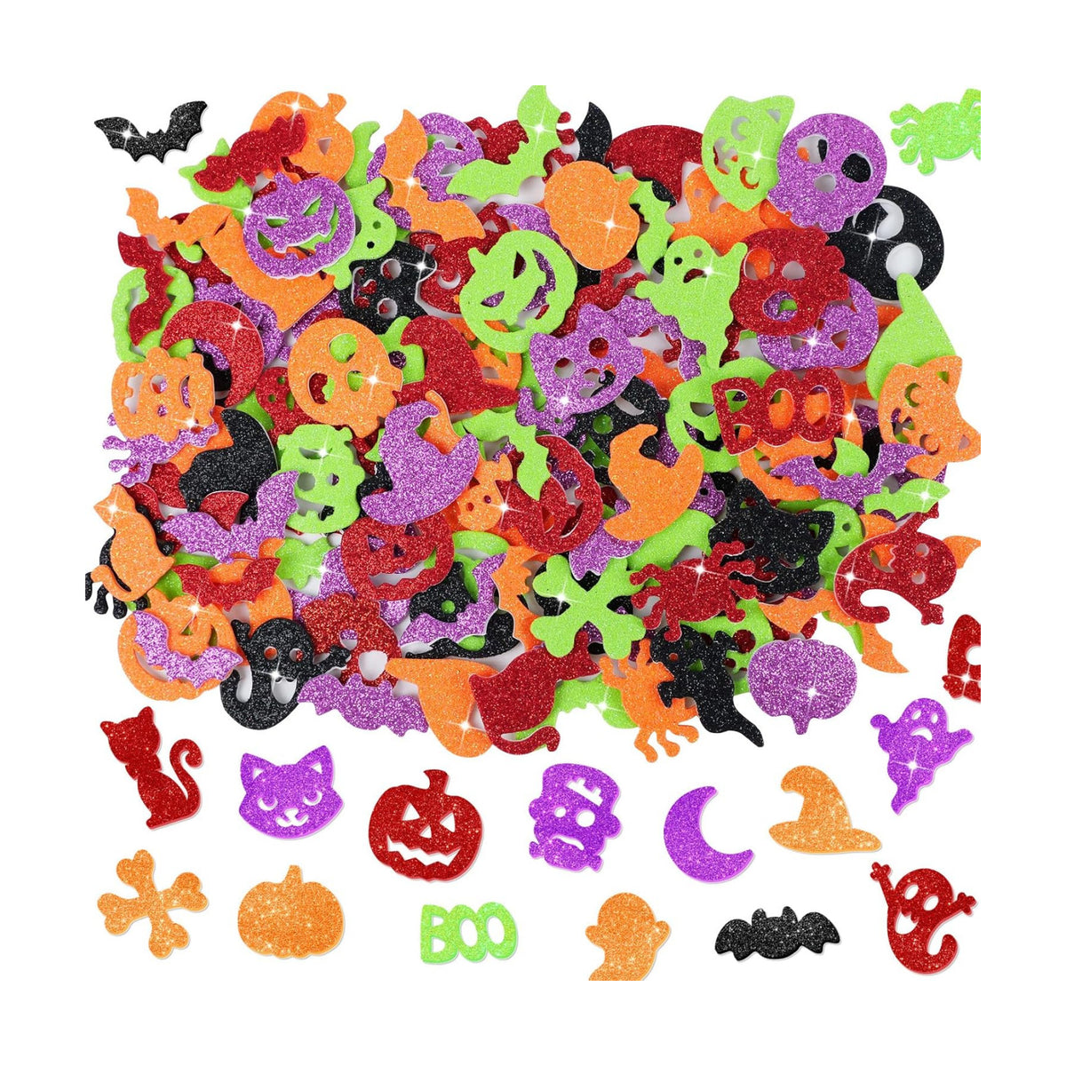 315Pcs Foam Stickers Glitter 3D Halloween Foam Pumpkin Sticker,Halloween