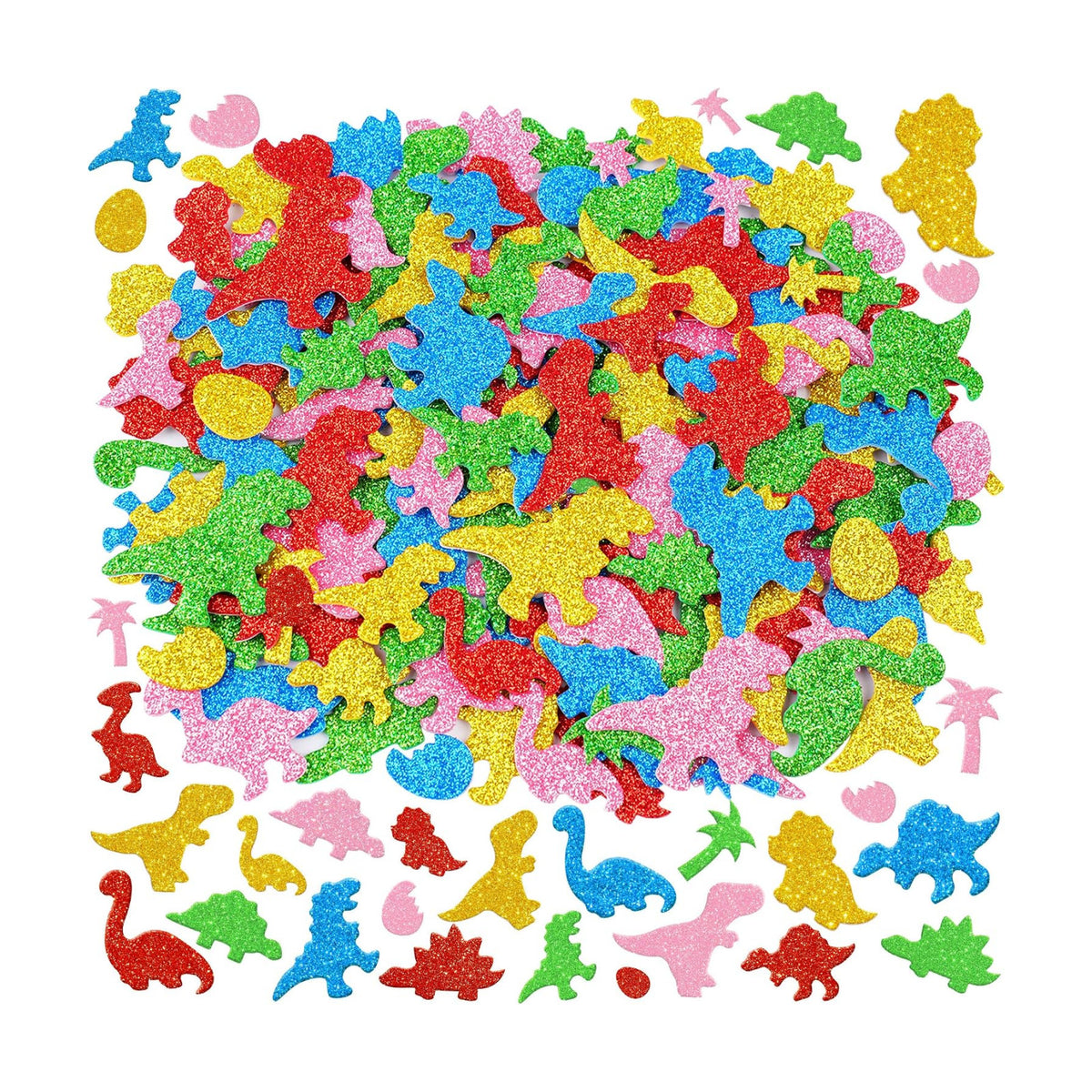 425Pcs Foam Stickers Glitter 3D Dinosaur Foam Shape Sticker,Dinosaurs
