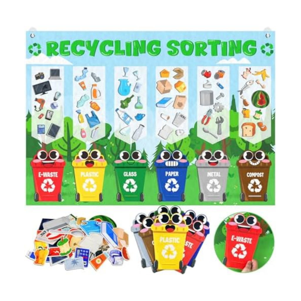 Cinrobiye Felt Earth Day Recycling Sorting Game Learn to Recycle Activity Set Garbage Sorting Educational Game Classroom Recycling Activity Bulletin Board Decorations Earth Day Craft Kit
