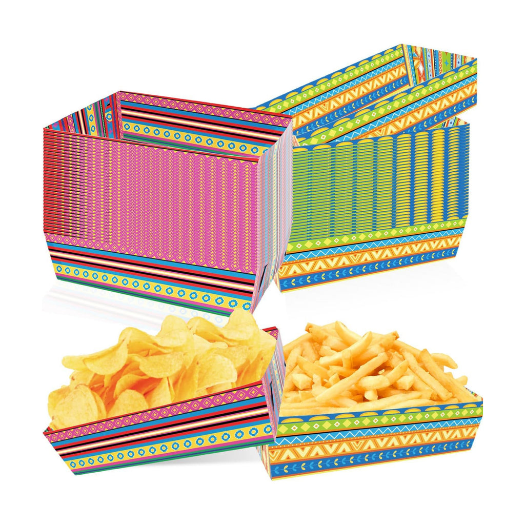 Fiesta Decorations, 50 Pcs Mexican Food Trays - 2 Designs Nacho Boat