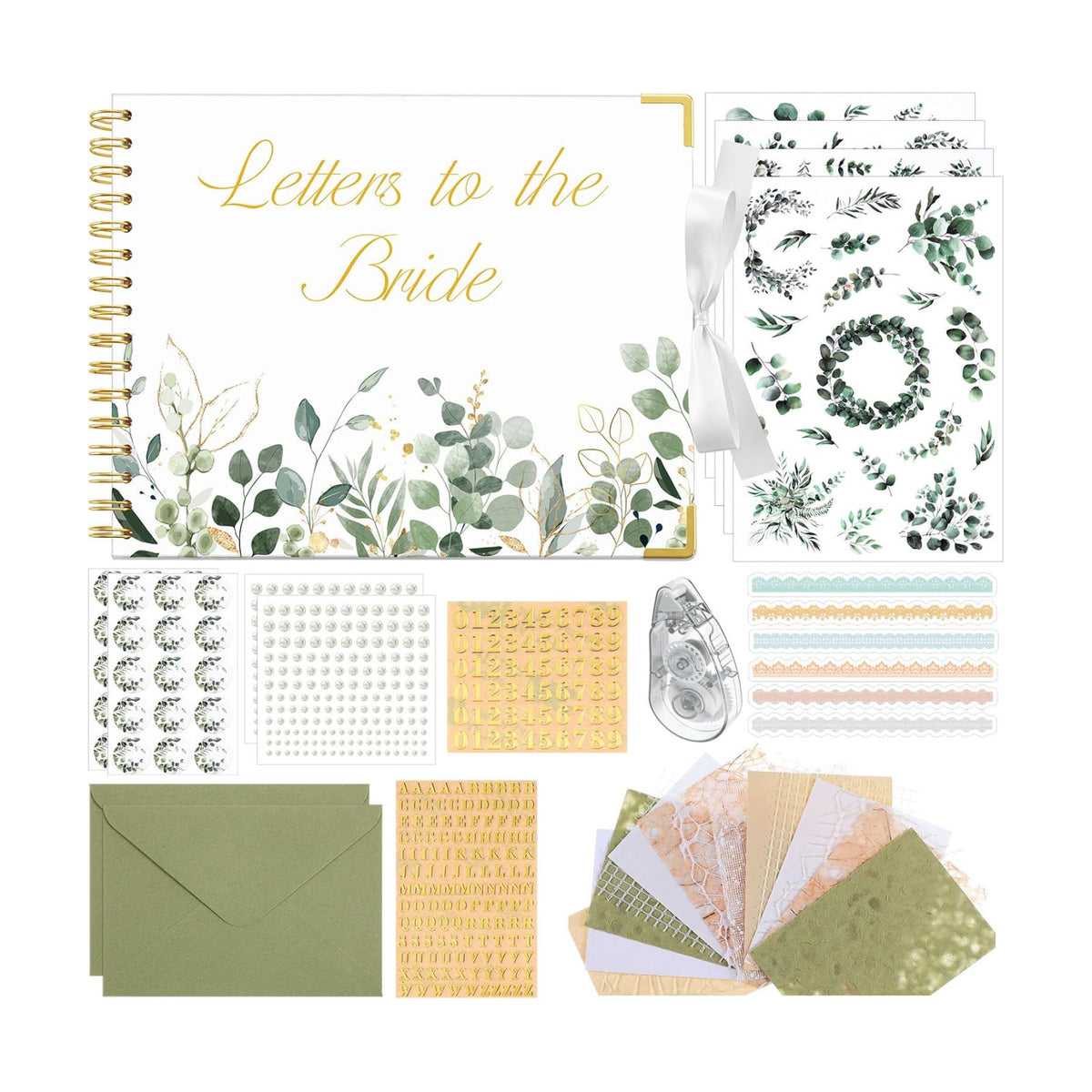 Letters to Bride Scrapbook,10.5 X 8.25 Inch,Eucalyptus,Green