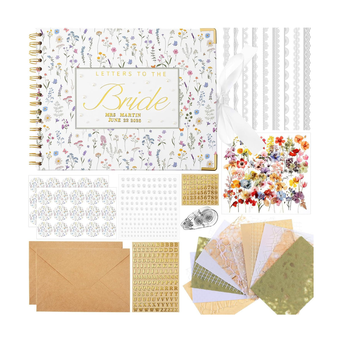 Letters to Bride Scrapbook,10.5 X 8.25 Inch,Wildflower,Colorful