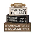 Moucuny 4 Pcs Farmhouse Tiered Tray Decor, Kitchen Rules Wooden Signs