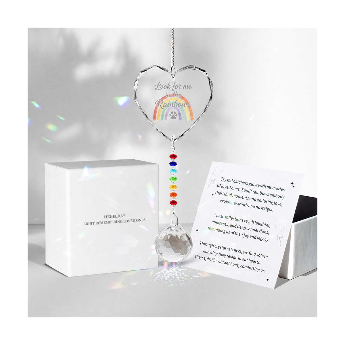 Hegelda Pet Memorial Gifts for Dogs Cats Crystal Suncatcher Ornaments