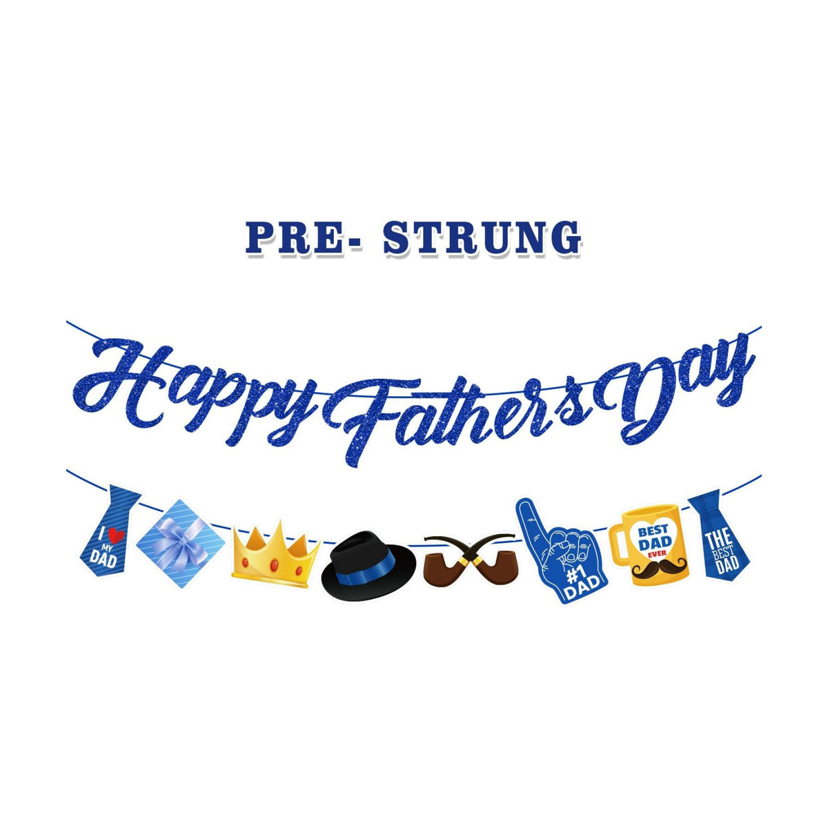 Fathers Day Decorations, Happy Father's Day Banner for Party, Pre-strung Banner for Indoor Outdoor Decor, No DIY Required