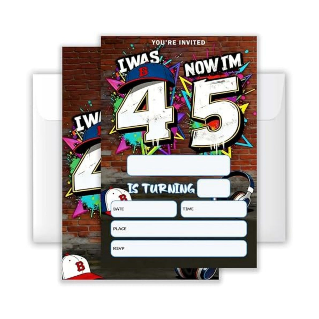 4x6 I Was 4 Now I'm 5" Urban 5th Birthday Invitation Set (20 Cards + 20 Envelopes) – Street Style Sports Themed Party Invites.(167)