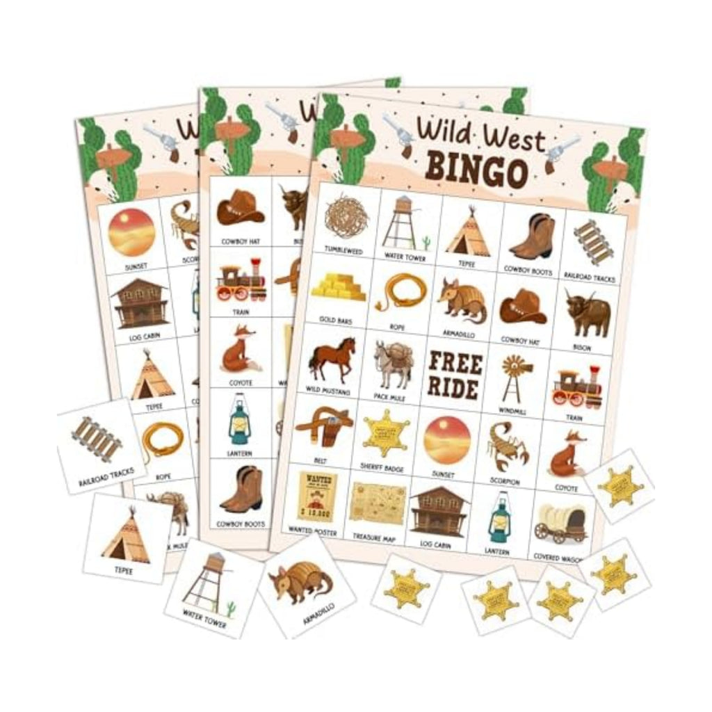 Wild West Bingo Game, Cowboy Games with 24 Players, Happy Holiday Bingo Game for Adults Family Friend, Western Games Card for Outdoor Indoor, Family Holiday Birthday Party Activities Supplies-17