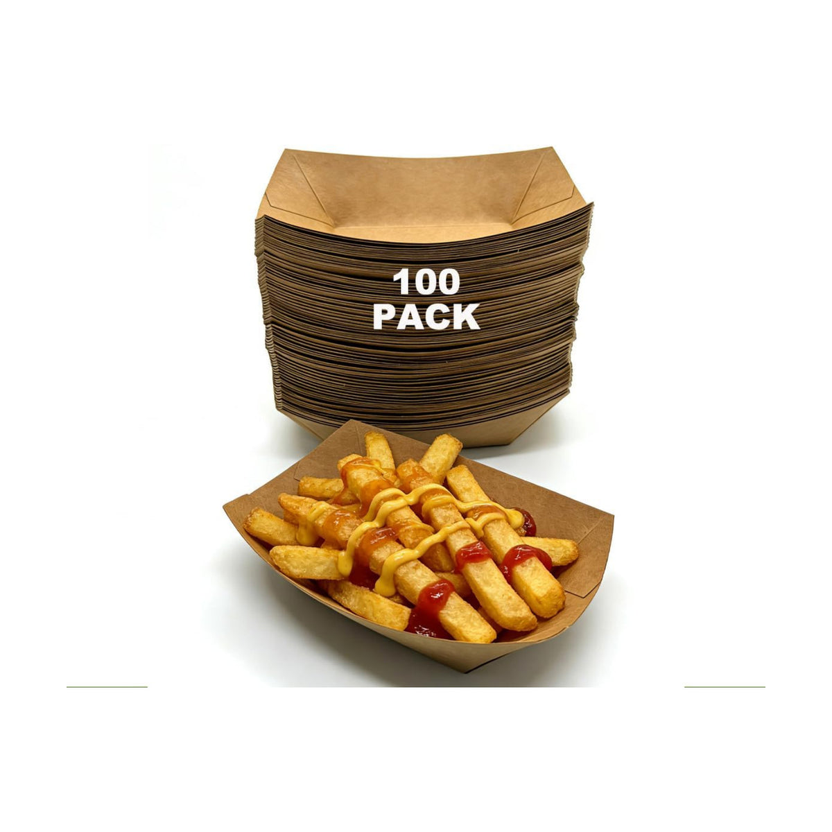 100 Pack, 2lb Paper Food Trays, Disposable Food Trays, Suitable for Holding Snacks Such as Popcorn and French Fries, Suitable for Catering Services, Parties, Picnics, and Various Other Occasions