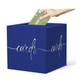 Dark Blue Card Box with Silver Foil Design, Paperboard 8.7" Card Box for Birthday Wedding Party Graduation Retirement Anniversary Valentine's Day & Baby Showers, Raffle or Money Box