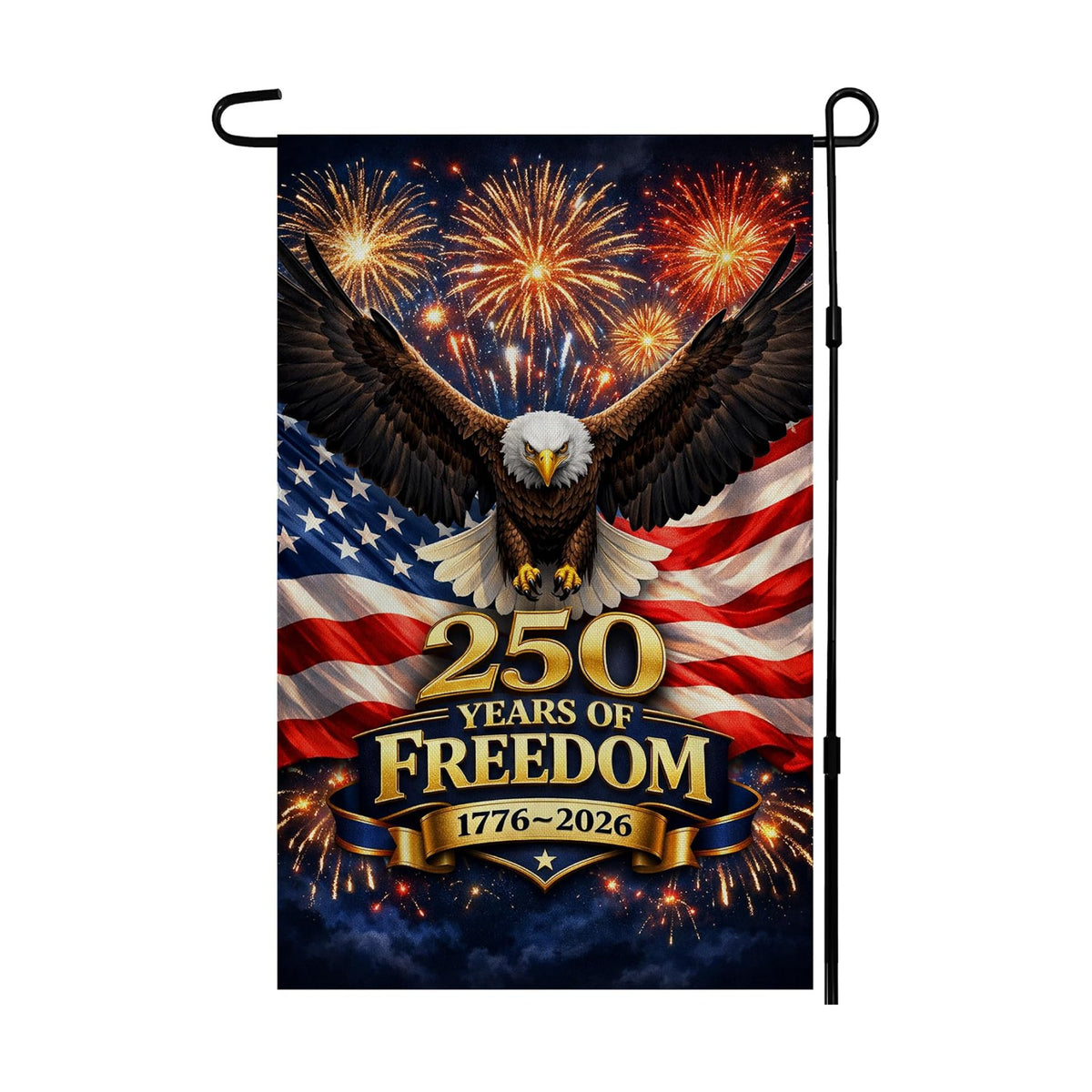 4th of July Decorations - 250th Anniversary Garden Flag | 250 Years of Freedom 1776-2026 Merchandise Double Sided Patriotic Banner, Fourth of July Decor for Garden Yard Porch Patio Lawn Outdoor Outside Accessories