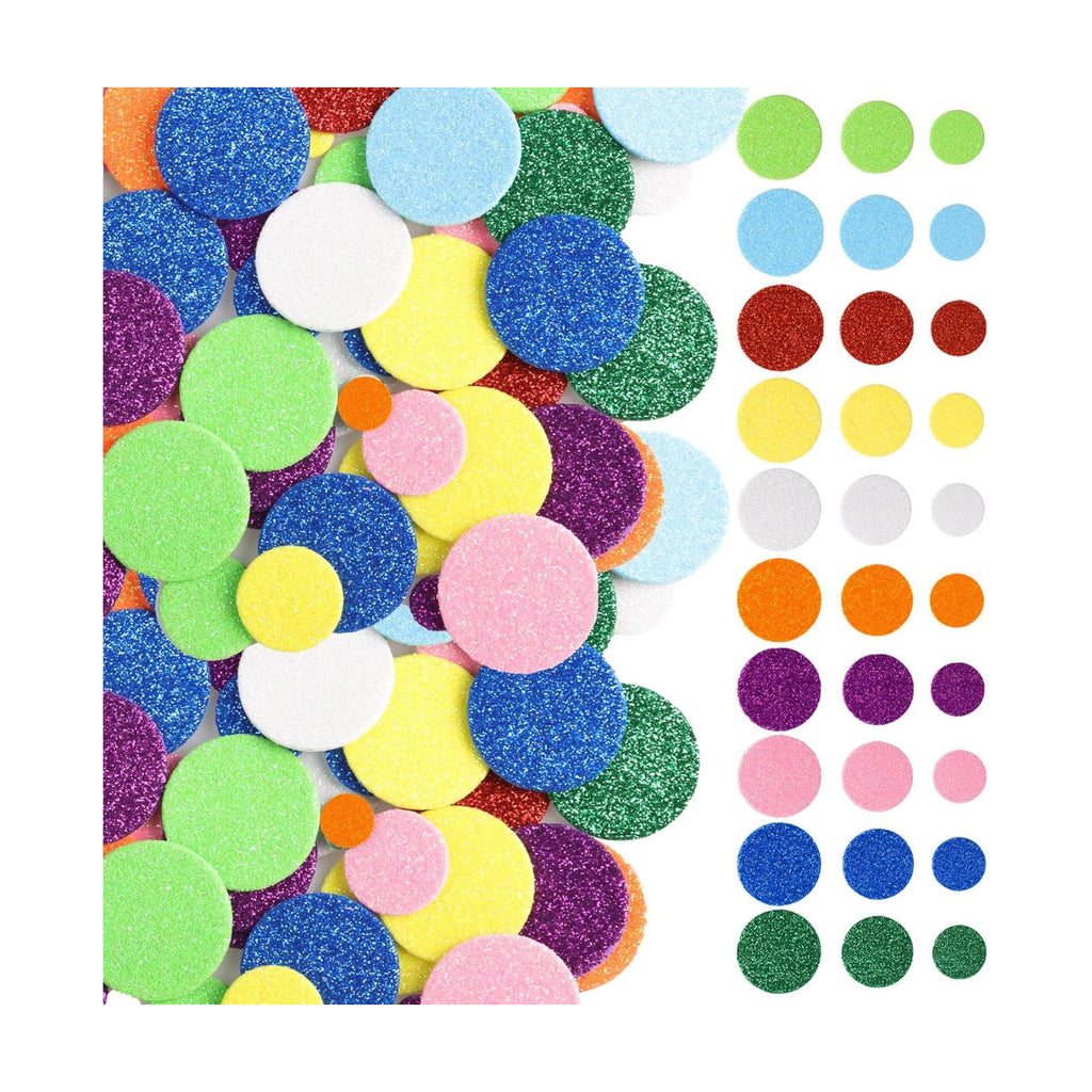 BLMHTWO 480 PCS Round Foam Stickers for Crafts, Glitter Circle Stickers