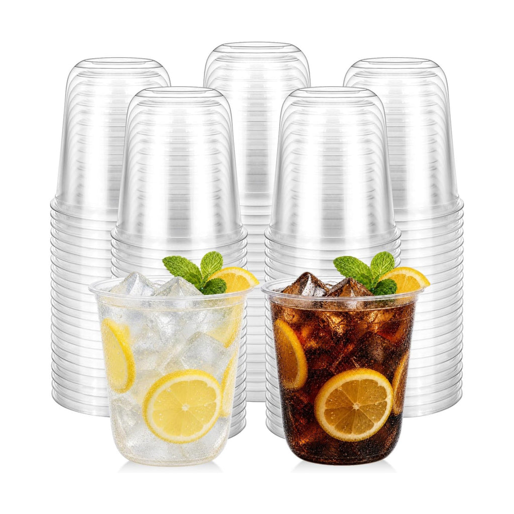100 Pack 12 oz Clear Plastic Cups, Disposable Lemonade Cups