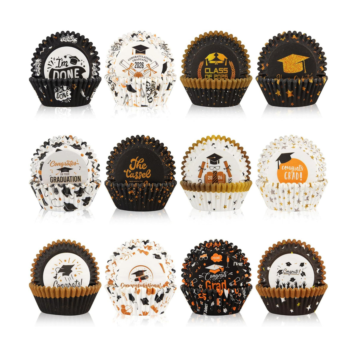 600 Pack Graduation Cupcake Liners Congrats Grad Baking Cups Standard Size Grad Muffin Liners for Graduation Birthday Party Candy Cake Decorations Supplies
