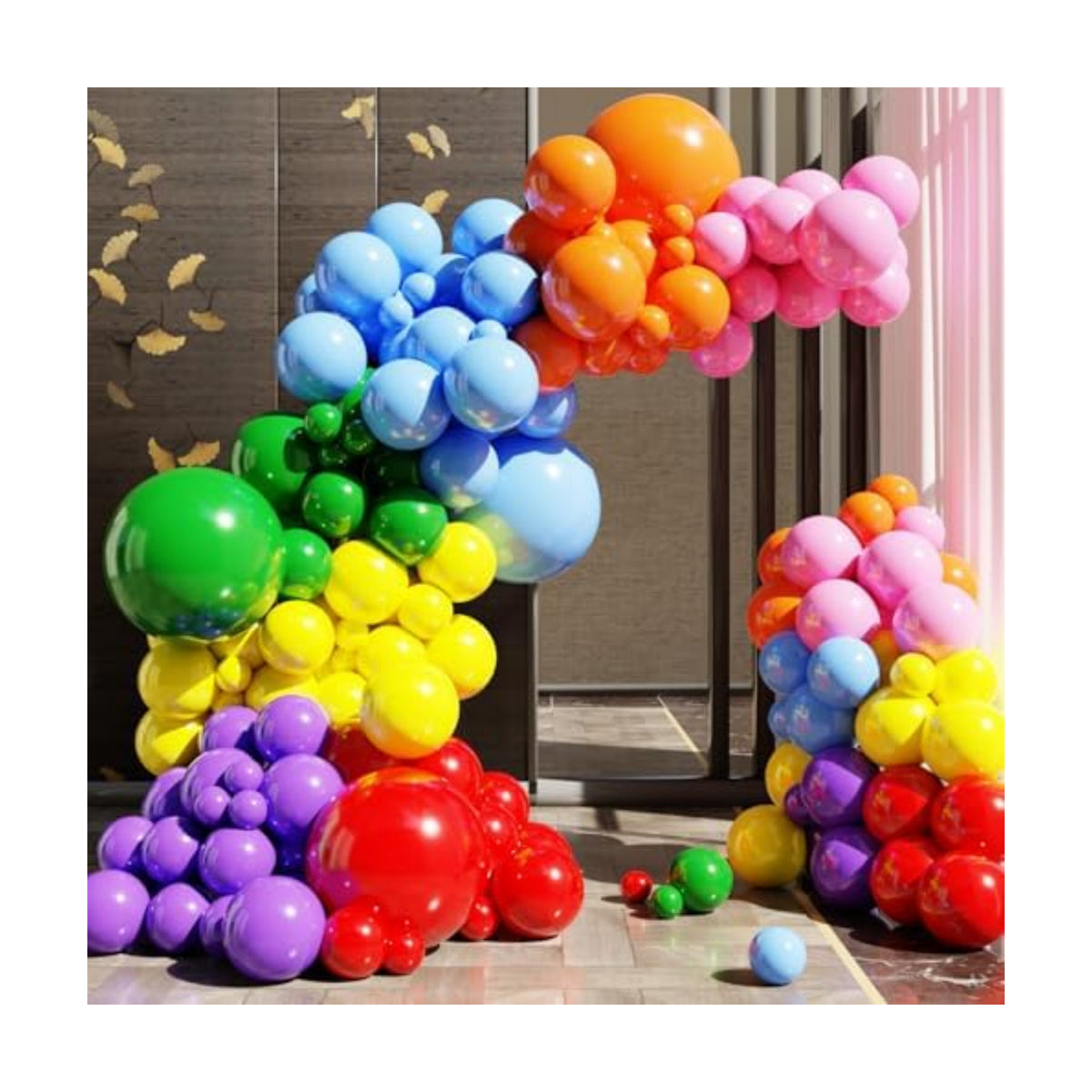 Rainbow Colorful Balloons Arch Kit, 131pcs Party Latex Balloons