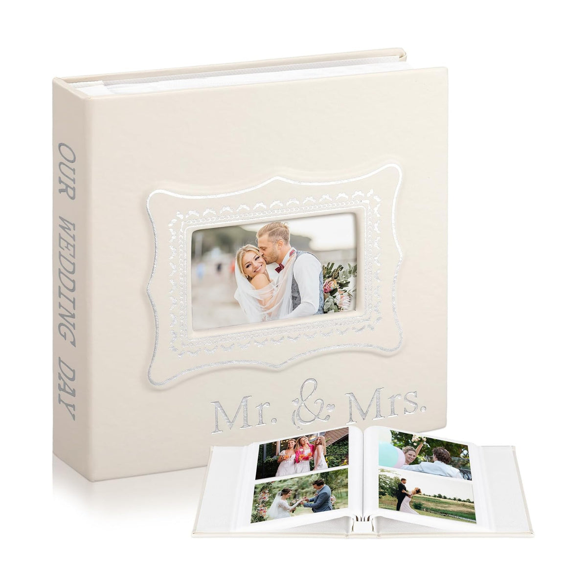 Dunzoom Mr & Mrs Wedding Photo Album 200 Pcs 4x6 Leather Anniversary