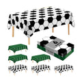 6 Pack Soccer Party Premium Disposable Plastic Tablecloth 54" x 108" Table Cloths Include 3 Black＆White and 3 Green for 6 to 8 Foot Sports Ball Theme Decoration Supplies (Soccer)