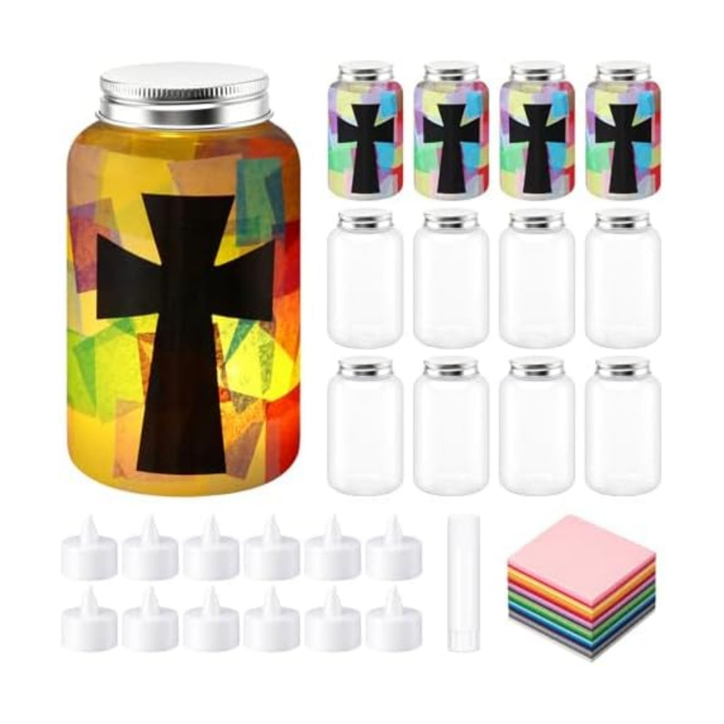 Qinyoung 12 Pcs Religion Cross Mason Jars Crafts Sunday School Crafts