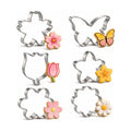 Flower Cookie Cutter Set, 6 PCS Tulip, Cherry Blossom, Frangipani, Daisy, Sunflower, Butterfly, Stainless Steel Holiday Cookie Cutter Shapes for Baking Biscuit Molds