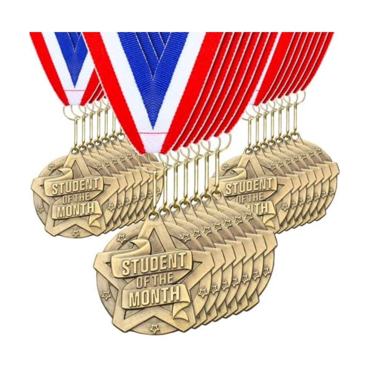 Quelay 30 Pcs 2 Inches Award Medals Bulk Medals Bulk with Neck Ribbons Metal Trophy Award Prize Gift for Tournaments, Competitions, Party, Kids and Adults