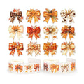 Whaline 1000 Pcs Fall Bow Stickers Roll Orange Pumpkin Plaid Leaves Bowknot Self-Adhesive Decals for Thanksgiving Autumn Scrapbook Journal Envelope Decor, 2 Rolls