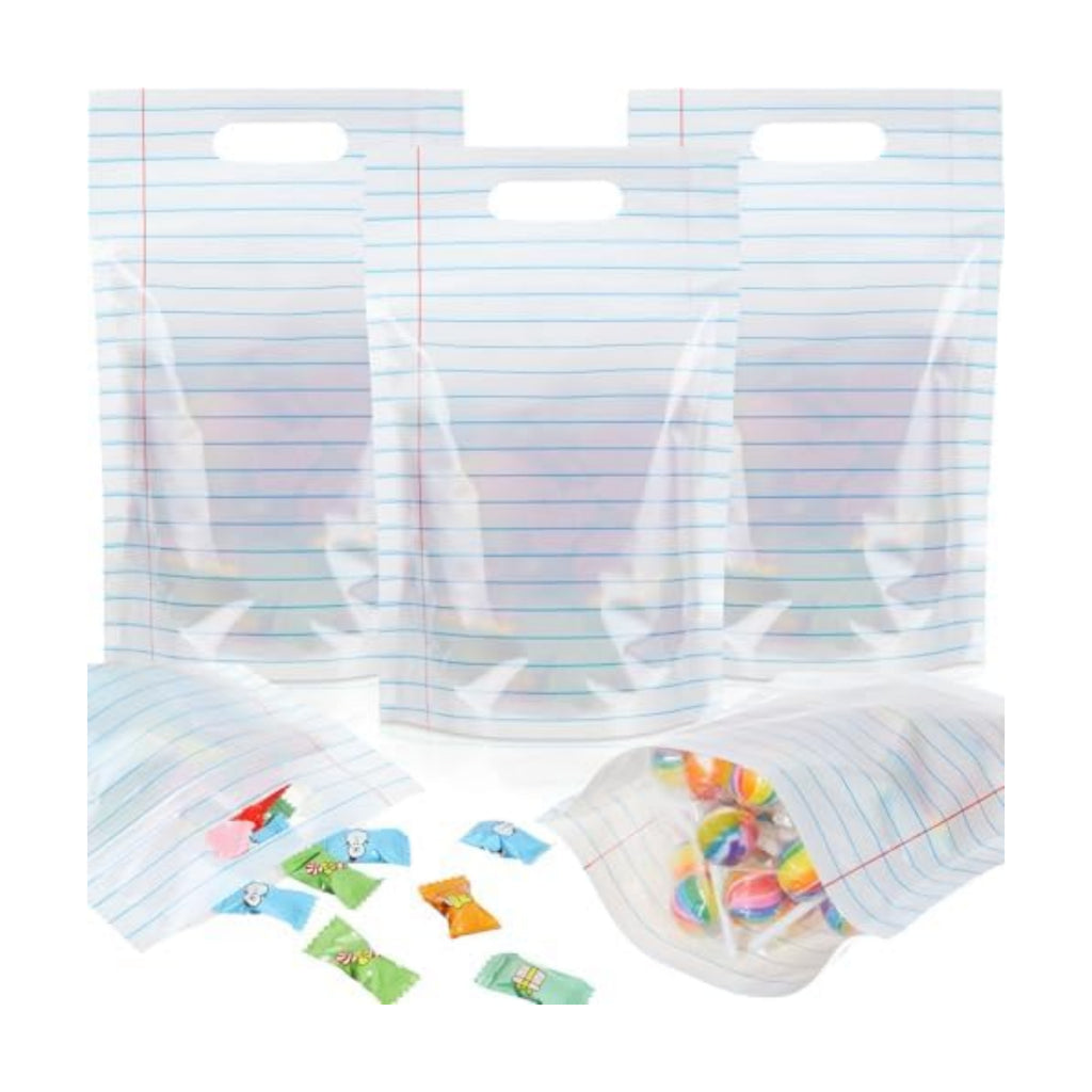 Engrowtic 50 Pcs Back to School Teacher Gift Bags Teacher Appreciation Gift Bags Bulk Resealable Plastic Notebook Line Treat Pouches for First Day of School Retirement Party Favors Supplies