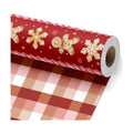 BIOBROWN Christmas Wrapping Paper Red Gingerbread Man & Plaid Design