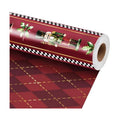 LaRibbons Nutcracker Christmas Wrapping Paper, Red Gold Foil Argyle Plaid