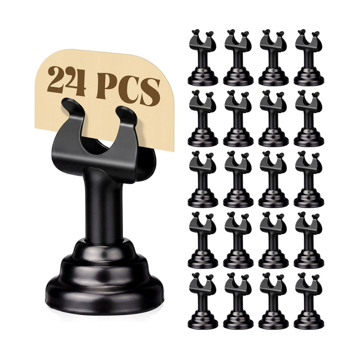 24 Pcs Black Table Number Holders Metal 1.8 in Place Card Holder