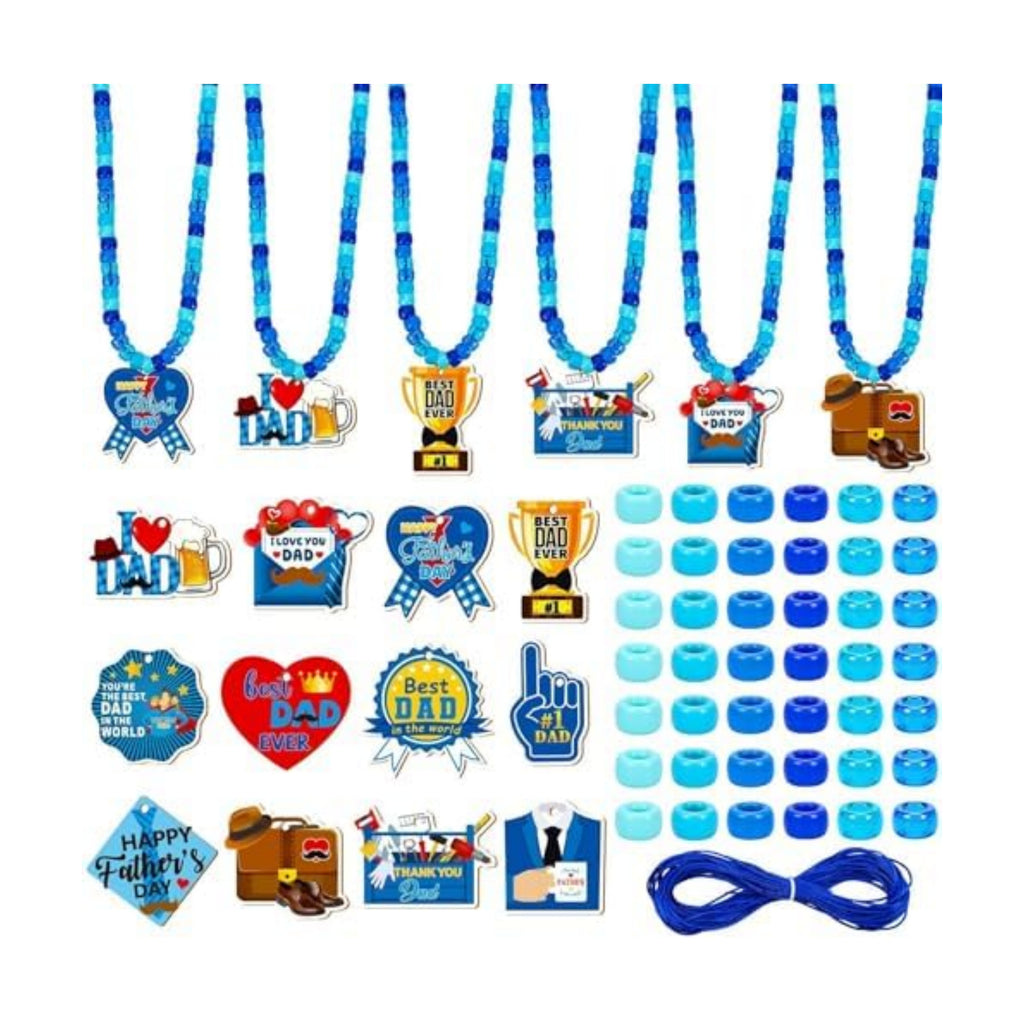 DTOFOOT 24 Set Fathers Day Crafts for Kids Bulk Beads Necklace Making Kit