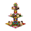 OHOME Luau Party Decorations | Hawaiian Cupcake Stand - 3 Tier Tiki Cake Holder - Tropical Party Decorations for Summer Beach Pool, Hawaiian Luau Birthday Favors Supplies