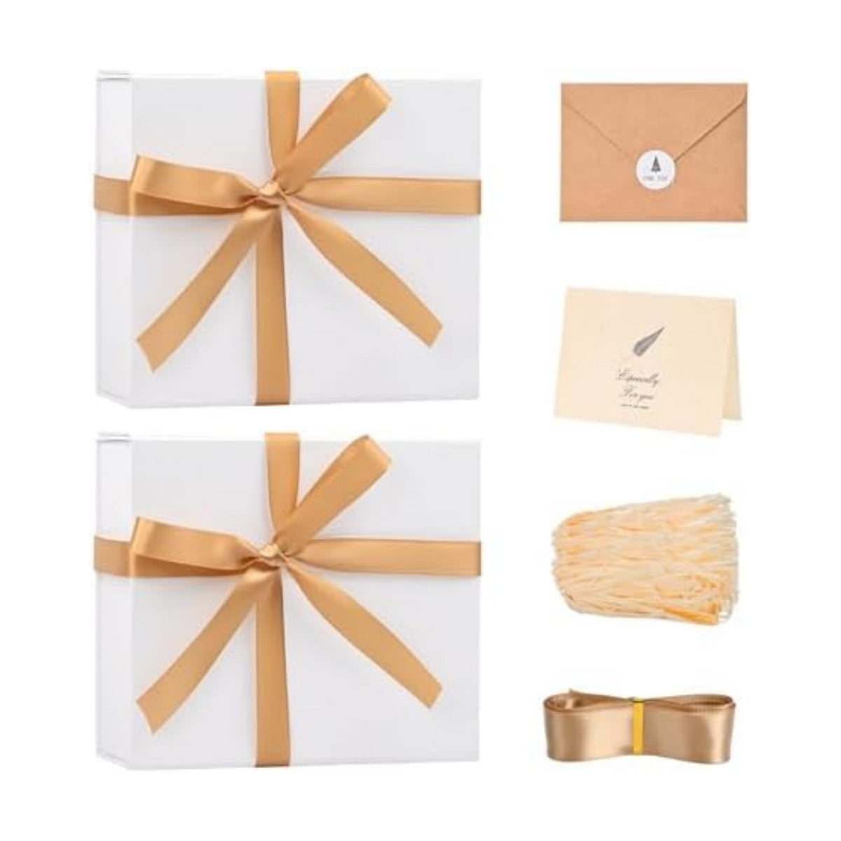 LIFELUM White Magnetic Gift Box for Wedding Presents, 8"x7"x3"
