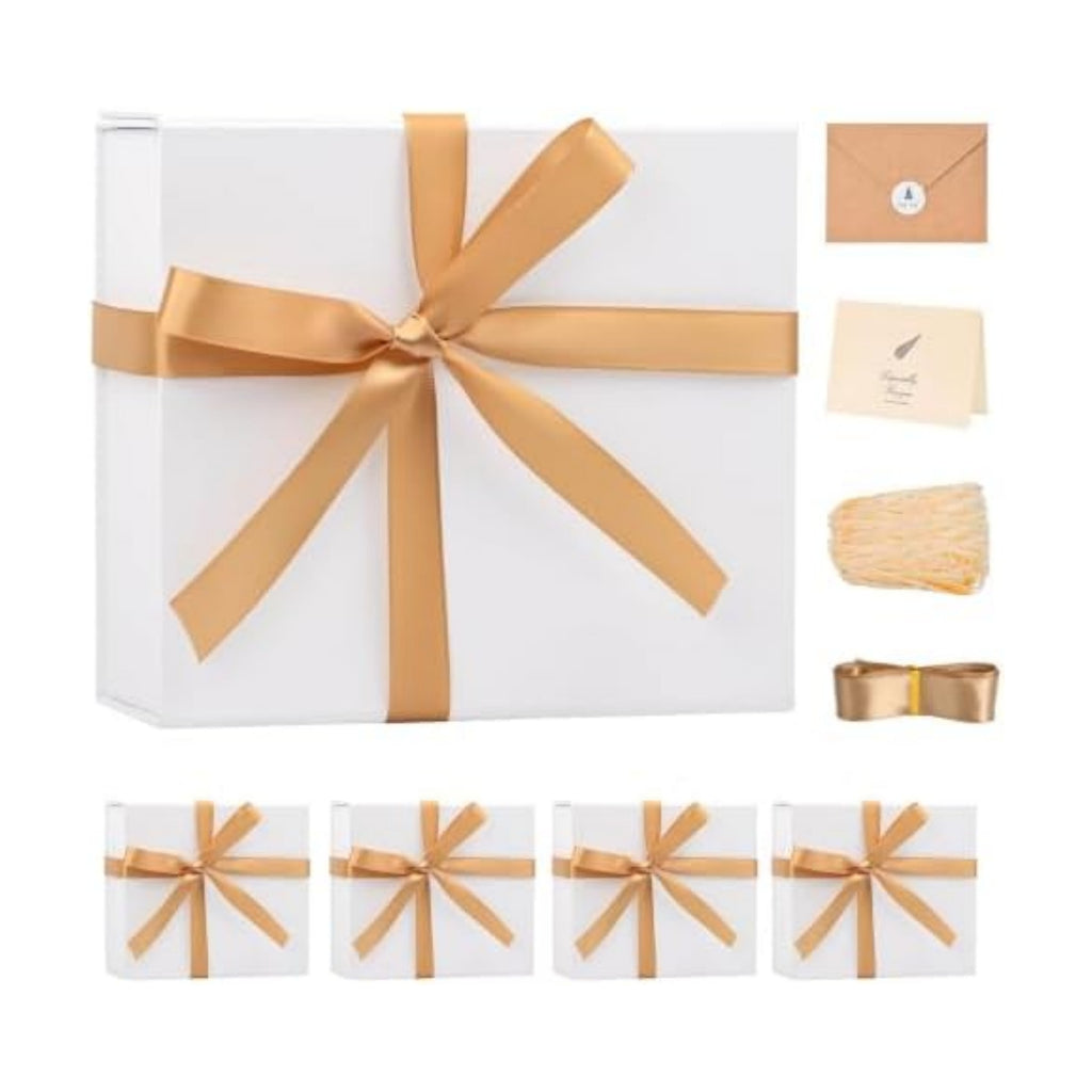 LIFELUM White Wedding Gift Box with Magnetic Lid for Presents, 8"x7"x3"