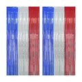 Blue Silver Red Party Streamers 4th of July Decorations 3.2ft x 8.2ft 2 PCS