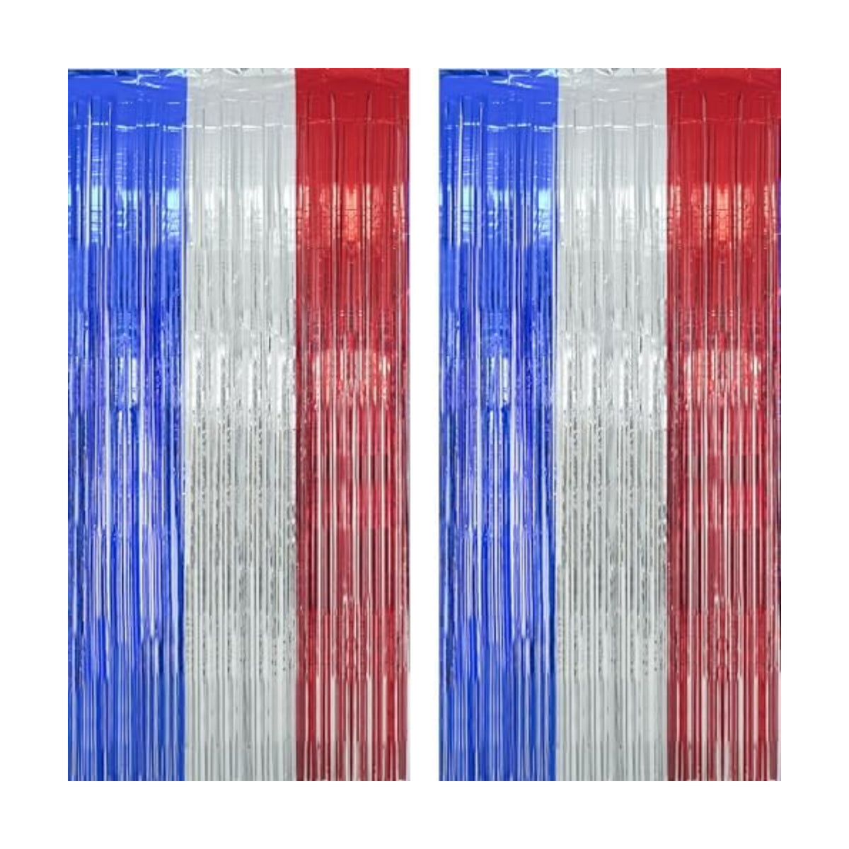 Blue Silver Red Party Streamers 4th of July Decorations 3.2ft x 8.2ft 2 PCS