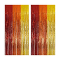 Red Orange Gold Foil Fringe Backdrop for Fall Decoration 2 Packs