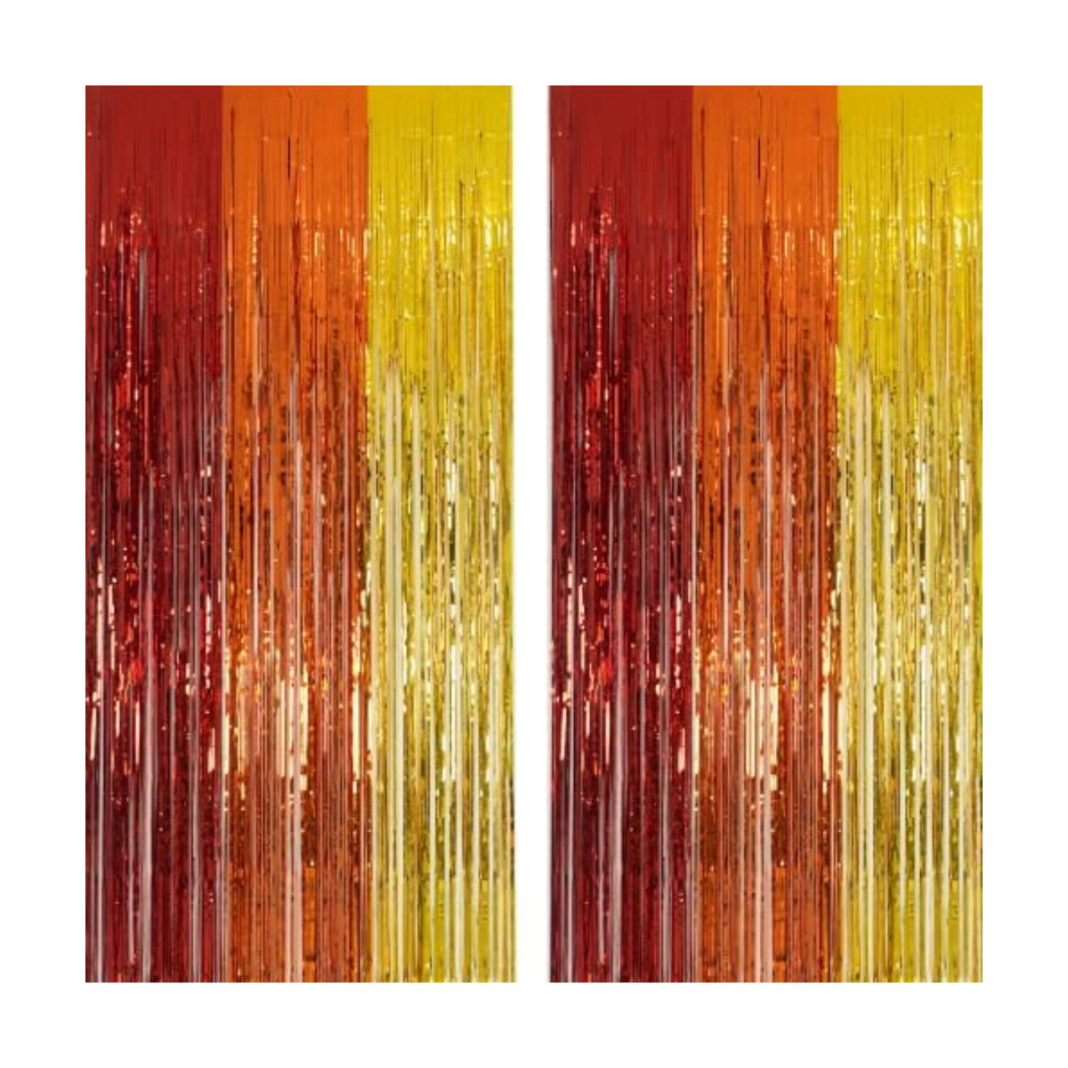 Red Orange Gold Foil Fringe Backdrop for Fall Decoration 2 Packs