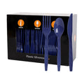 360Pcs Navy Blue Plastic Silverware Set, Disposable Forks Spoons Knives