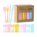 300Pcs Pastel Plastic Silverware Set, Full Size Disposable for Dinner