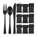 300Pcs Black Plastic Silverware Set, Disposable Forks Spoons Knives