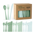 300Pcs Sage Green Plastic Silverware Set, Full Size Disposable for Dinner