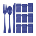 300Pcs Navy Blue Plastic Silverware Set, Disposable Forks Spoons Knives