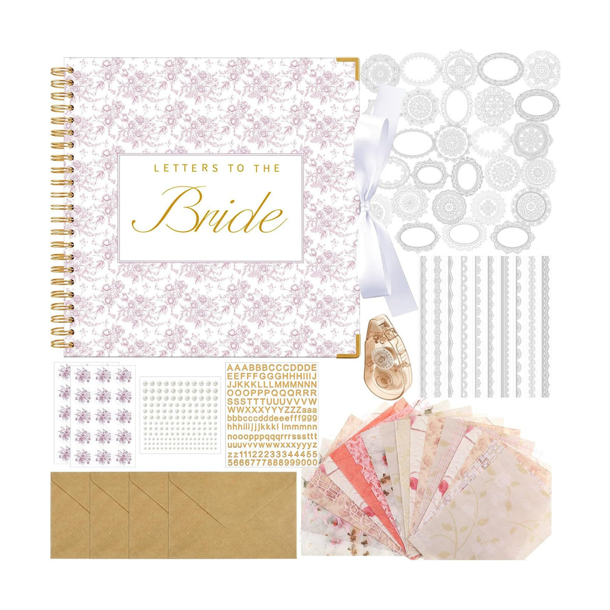 Humyoun Letters to Bride Scrapbook,12 X 12 Inch,Floral,Pink