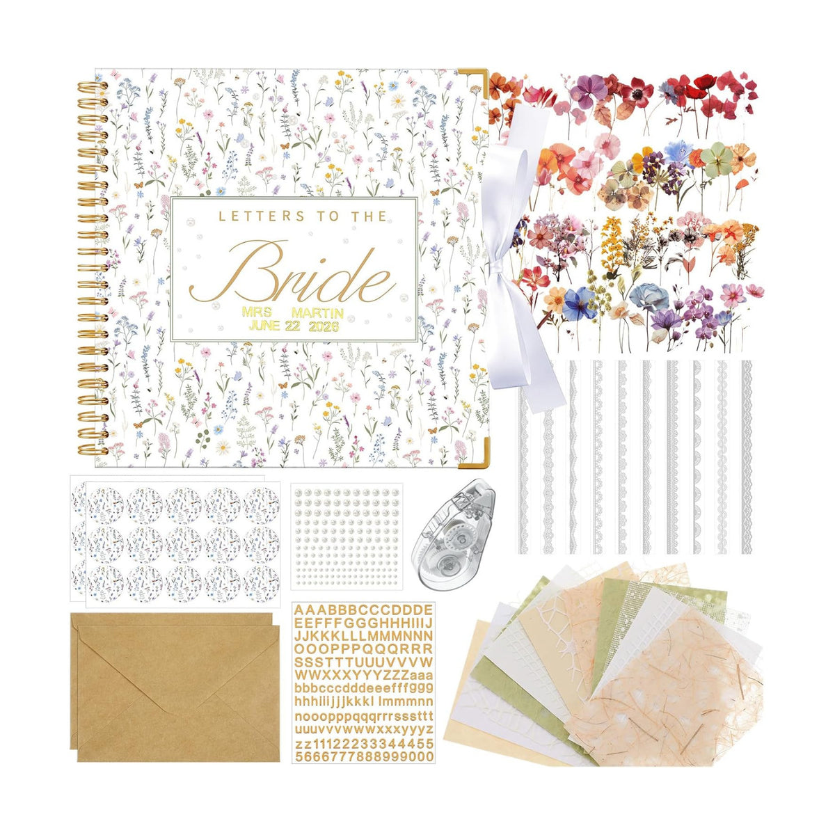 Humyoun Letters to Bride Scrapbook,12 X 12 Inch,Wildflower,Colorful