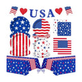 4th of July Decorations - Patriotic Party Supplies Set for 24 - Red White and Blue Tableware Kit with Plates, Napkins, Tablecloth and Glitter Banner for Independence & Election Day