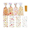 50 Pcs Wildflower Cellophane Treat Bags - 5 x 11 Inch Clear Floral Goodie Bags with Ties for Cookies, Snacks & Gift Packaging, Wildflower Candy Bag for Baby Bridal Shower, Bday, Wedding Party Favors