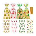 ZYLOP 100Pcs Hawaiian Tropical Cellophane Treat Bags - 5x11 Inch Pineapple Flamingo Goodie Bags with Twist Ties, Clear Plastic Candy Bag for Luau Summer Party Favors, Tiki Bar & Jungle Theme Supplies