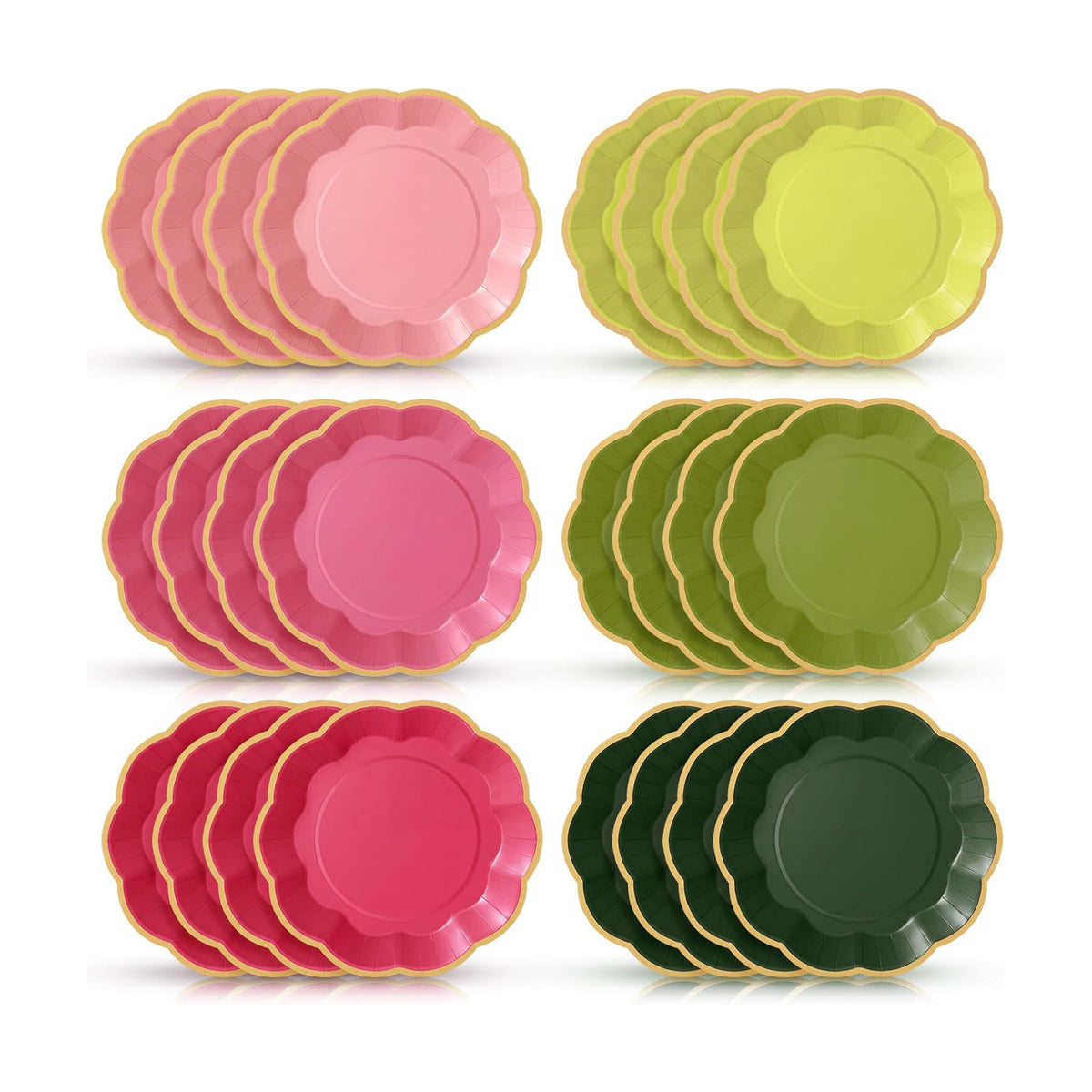 72 Pcs Pink and Green Paper Plates 9 Inch Disposable