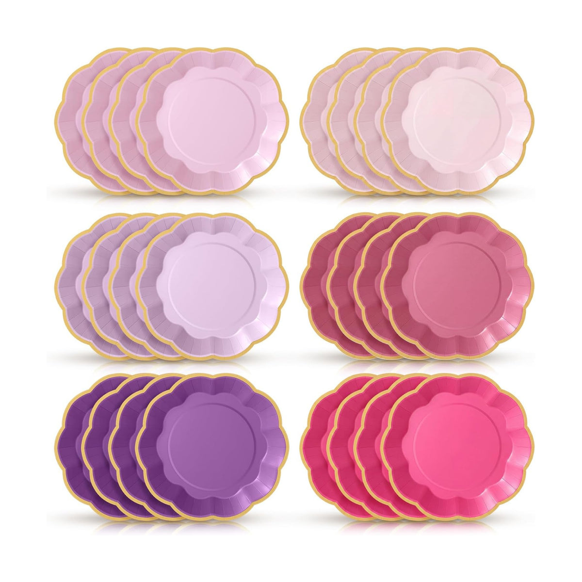 72 Pcs Pink and Purple Paper Plates 9 Inch Disposable